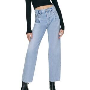 AGOLDE NWOT Fold Waistband Pleated Jeans Sideline Color Size 25 Organic Cotton